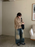Shokumo washing wide denim pants