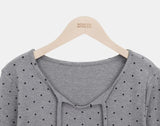 Madin Ribbon Dot Frill Long Sleeve T-Shirt