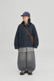 [BAONHAUS] Hebon Denim Banding Balloon Wide Pants - Gray Denim ver.