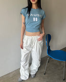 Letin flower pin tuck two-way wide pants