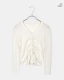 Hori shirring brushed cardigan