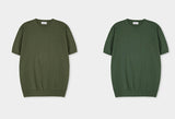 Muscle fit linen short sleeve knitwear