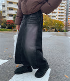 Colan washed denim long skirt
