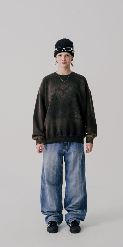 ★WV PROJECT★送料込★Run Picture Dyeing Sweatshirt MJMT7683 WV PROJECT]☆RUN PICTURE DYEING SWEATSHIRT (WV PROJECT