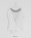 Kahini Off-shoulder Tie Shirring Short Sleeve Tee