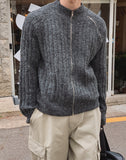 Kennen Fingerhole Wool Knit Zip-up