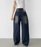 Diagonal One Pin Tuck Washing Loose Balloon Wide Fit Denim Pants