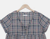 Selmin Check Short Sleeve One Piece