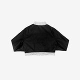 Peolan Glossy Color Matching Leather Jacket