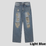 Greener damage wide denim pants