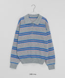 Meddent Button Stripe Collar Knit