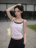 Heart Color Matching Halter Layered Sleeveless Set