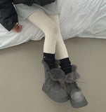 Suede Platform Sole Middle Walker Folding Sheepskin Boots