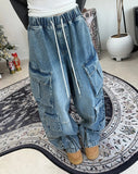 Kens zipper cargo denim pants