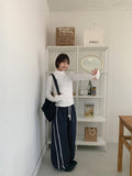 Tomiki banding string dot fleece wide pants