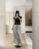 Tanen Parachute Layered Wrap Skirt Two-Way Cargo Banding Pants