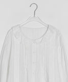 Melke Round Pin Tuck Frill Crop Blouse