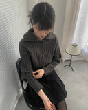 Chise cable knit half zip-up
