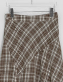 Hari Check Unbalanced Slit Long Skirt