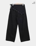 Maon Eyelet Scarf Layered Cotton Pants