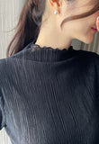 Devin Half-Neck Frill Pleated T-Blouse
