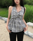 Sov Check Halter Blouse