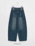 Dolent Curved Balloon Denim Wide Pants