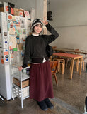 Tenico banding corduroy pintuck long skirt
