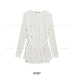 Lit Side Shirring Layered Long Sleeve