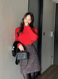 Cleans Check Tweed A-Line Mini Skirt