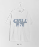 [unisex] Huen Embroidery Print Over Short Sleeve Tee
