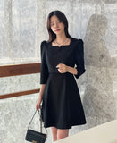 Glyn Notch Square Tweed Flare One Piece Mini