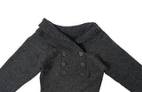 Knots Double Button Off-Shoulder Slim Knit