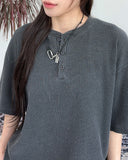 Elo waffle pigment henley neck short sleeve tee