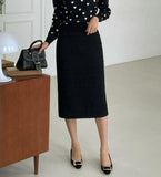 All Black Tweed H-Line Skirt