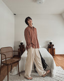 Coz pin tuck half banding wide slacks