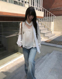 Fan-on Pendant Round Knit Crop Cardigan