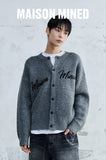 SCRIPT TYPE ROUND NECK CARDIGAN