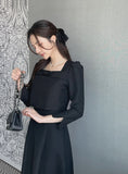 Meisha tweed ribbon flare one piece