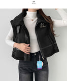 Full Fleece Brushed High Neck Buckle Mustang Vest