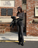 Judielle Stripe Rib Boat Neck Knit