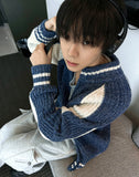 Color Matching Knit Varsity Zip-Up