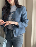 Saleh Color Matching Tweed Short Jacket