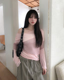 Poria Diagonal Mix Boat Neck Knit
