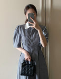 Dali Stripe Color Matching Shirt Banding One Piece