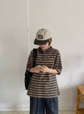 [unisex] Molpory Stripe Collar Short Sleeve Tee