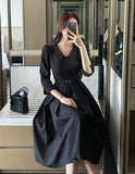 Rebbe Jacquard Collar Pleated One Piece (Belt set)