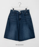 Shuming washed denim half pants