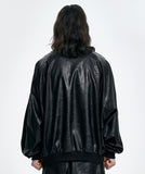 [SET] Vegan Leather Oversized Raglan Track SET