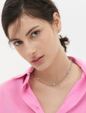 Nova Silver (W) Pave Link Station Necklace